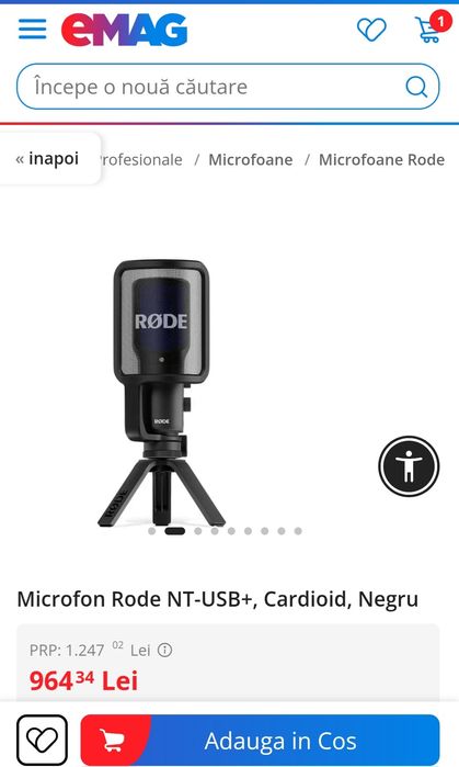 Microfon Rode NT-USB+, Cardioid, Negru, SIGILAT