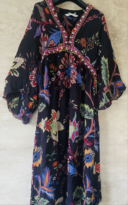 Флорална Дълга етно стил Рокля ZARA- XS/S