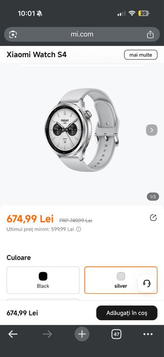 Xiaomi watch ceas inteligent s4 alb 47mm