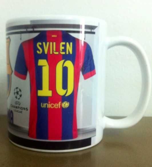 Футболна Чаша на BARCELONA с Ваше име!Уникална Фен Чаша Барселона