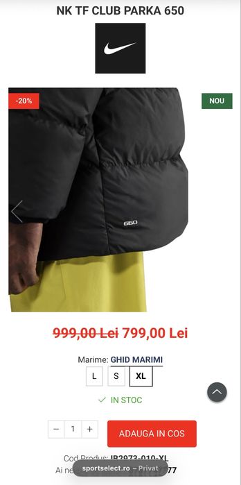 Geaca Parka Nike originala noua puf si pene