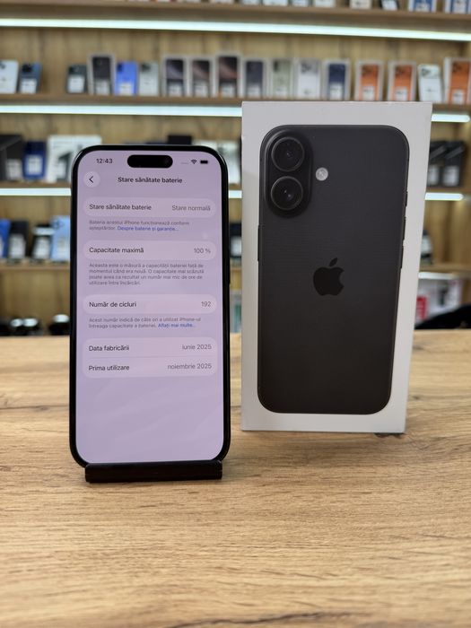 ‼️ iPhone 16 Black 128Gb - Sanatate bat.100% -  Garantie 12 luni