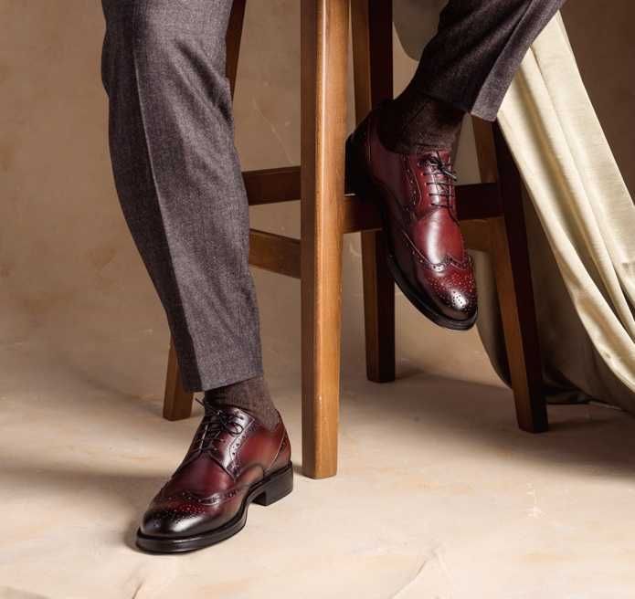 Pantofi oxford 41 41.5 de lux Cordwainer NOI brogue piele naturala