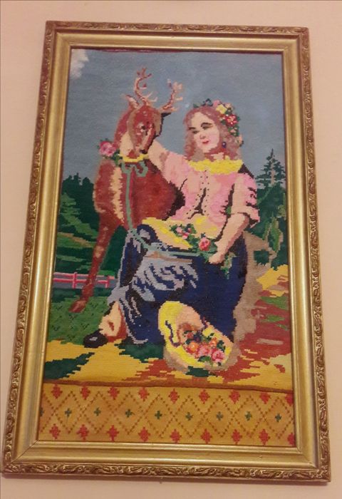 картины крестиком и винтажное пано