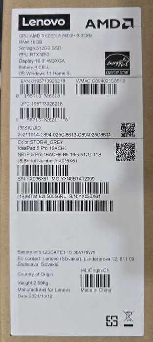 Notebook Lenovo IdePad 5 Pro