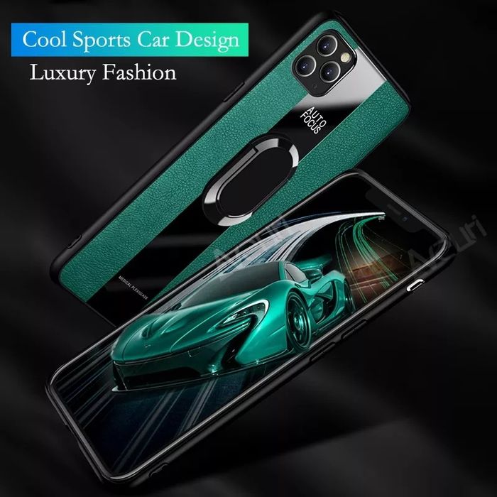 iPhone 14 14+ 14 Pro 14 Pro Max / PORSCHE кожен кейс с пръстен