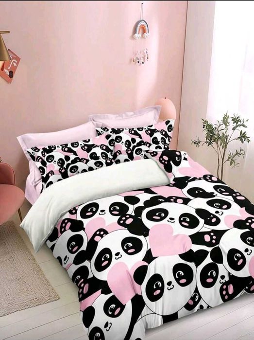 Комплект завивки от 3 части с принт на Анимационни Животни, Нов.