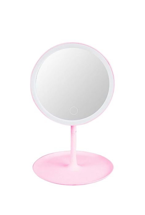 Oglinda machiaj LED, tava depozitare, rotatie 90, incarcare USB