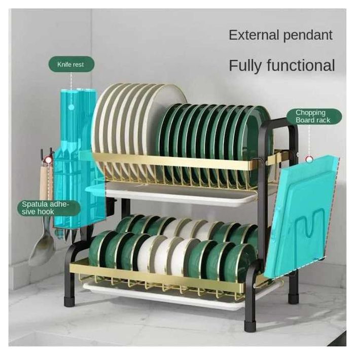 Карбонов сушилник за чинии /съдове/Черен Въглеродна стомана 2-етажен