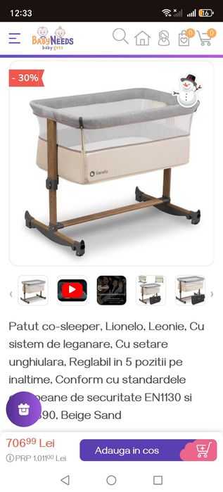 Patuț co-sleeper