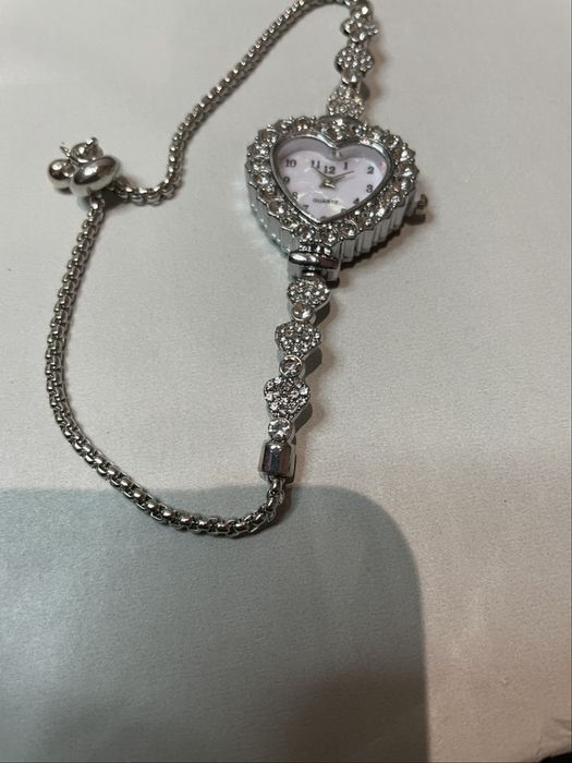 ceas argintiu inima quartz