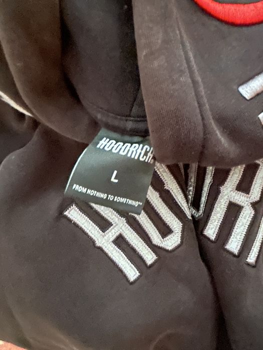 Hanorac Hoodrich original negru marimea L logo mare streetwear