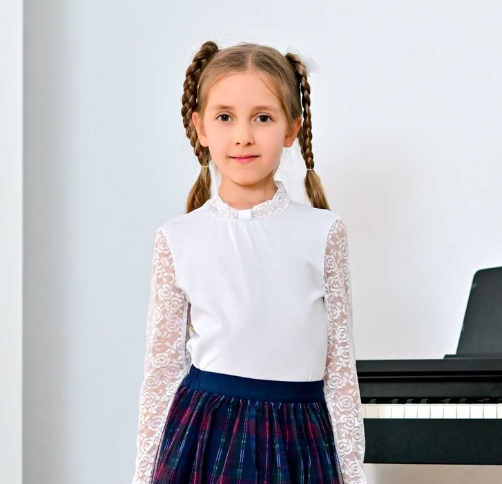 Bluza scoala albă fete Trandafir