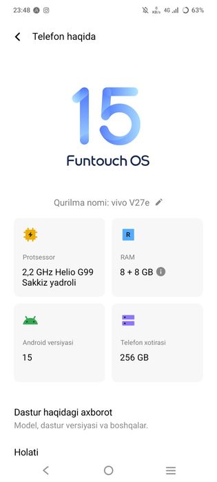 Vivo v27e kafolati blan