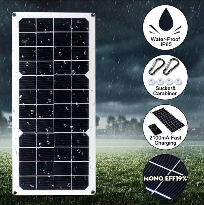 Соларно зарядно 20W   5v -2.1 A   , 12v- 500 mA.