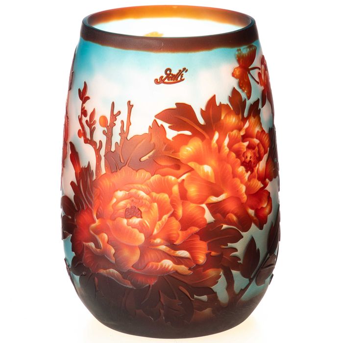 Vază Art Nouveau din sticlă cameo, semnată Gallé