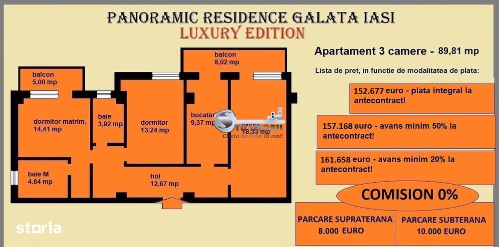 Apartament 3 camere de vanzare in Iasi, Galata, 89,81 mp, bloc nou