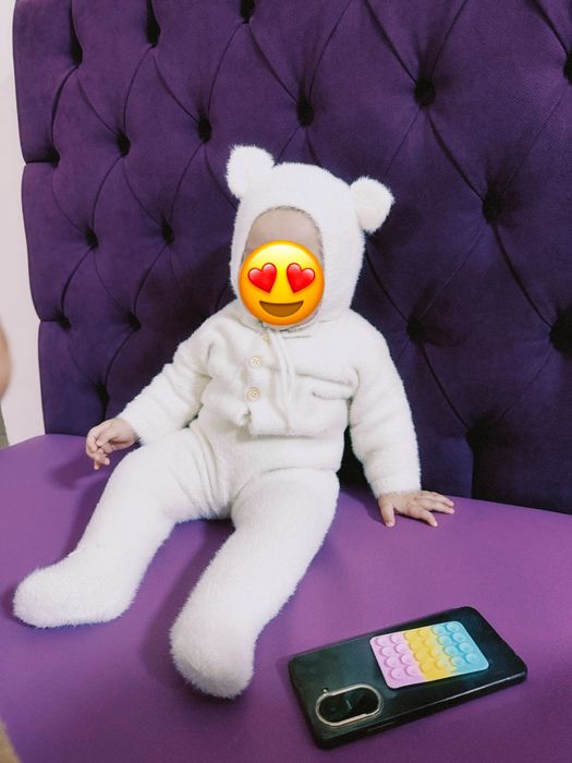 Комбинезон новорожденным белый мягкий и девочкам и мальчикам