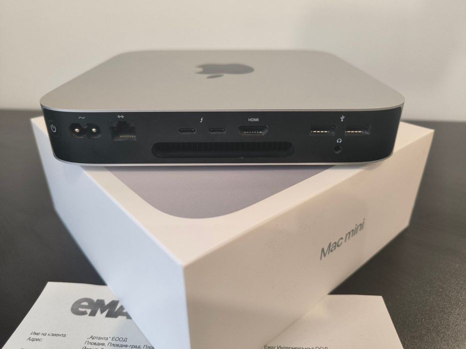 Като нов Mac Mini август 2022 г, чип Apple M1, RAM 8GB, SSD 256GB, 8-core GPU, Mac OS, Silver