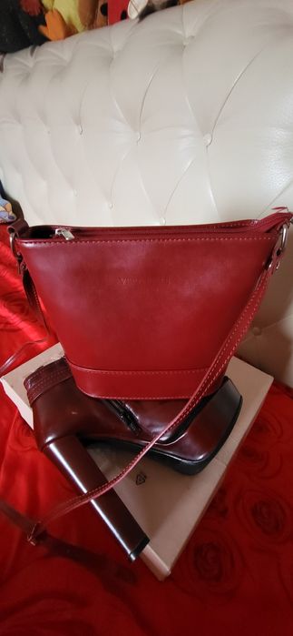 Geanta mare piele naturala, geanta mica piele naturala , ghete Musette