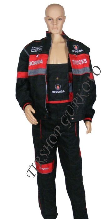 Комплект от две части (гащеризон + яке) с бродирано лого MAN,DAF,SCAN