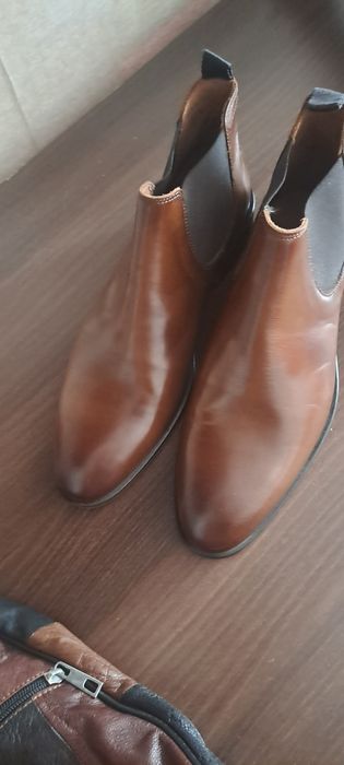 Ghete Chelsea din piele PERALSTON Made in Italy maro nr. 42