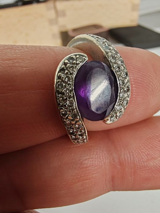 Inel Aur cu diamante și ametist 14k Gr 6,38 cod unic 3135
