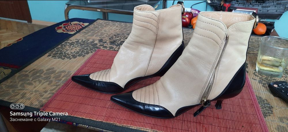 sergio rossi оригинални 37.5 номер дамски ботушkи  естествена кожа