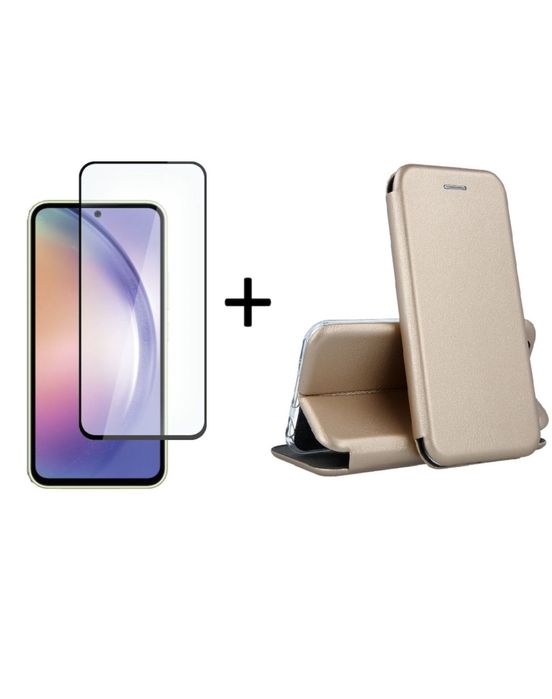 Samsung A17/A26/A55/A56 Combo Husa Flip Carte Piele Eco + Folie Sticla