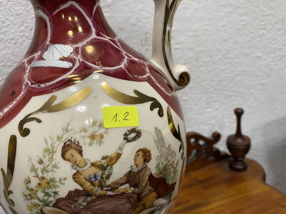 Порцеланова кана HB Belgium с Watteau сцена 1950–1960 г.