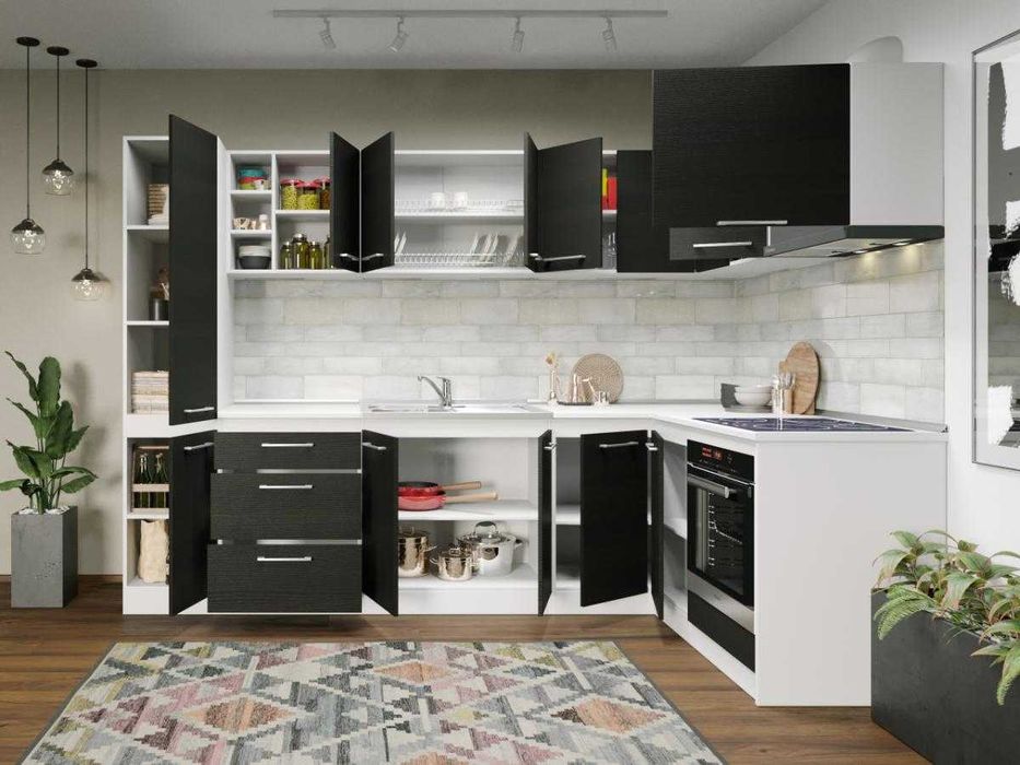 Set Mobila Bucatarie Colt Mina 280*160 Alb/Ferrara – C31