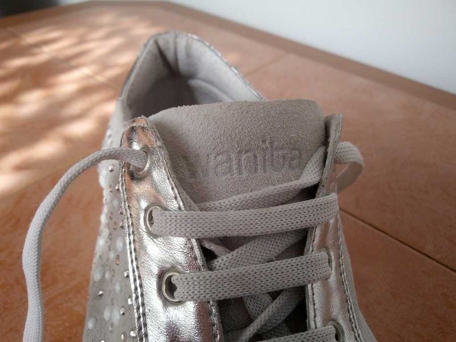 Sneakers piele naturală Wanita(Made in Italy)Detalii perle/arginti, 40