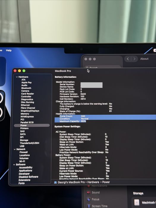 MacBook Pro 14” M1 Pro 32GB RAM 512GB SSD | 85% Battery | Space Gray | Оригинално зарядно