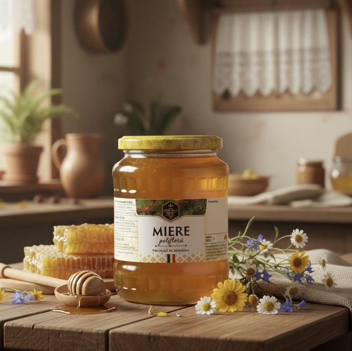 Miere poliflora/ rapița naturala- 100%pura din stupina proprie(2025)