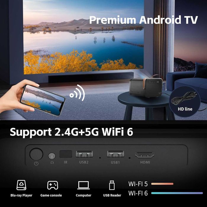 Проектор Full HD WiFi Bluetooth Android Auto Focus 25000 lumens