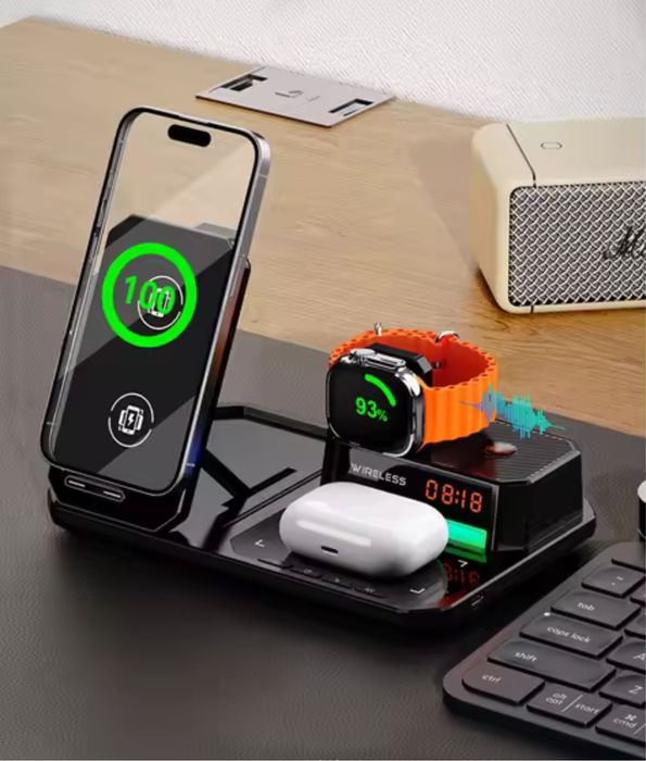 Incarcator Wireless 6 in 1 Telefon Ceas Casti Iphone Apple