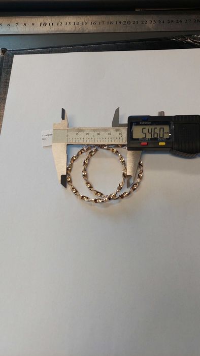Златни обеци ''Макарони''  бяло и жълто злато - 6.06гр