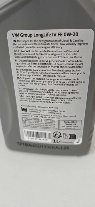 Ulei motor VW Group LongLife IV FE 0W-20 Brasov • OLX.ro
