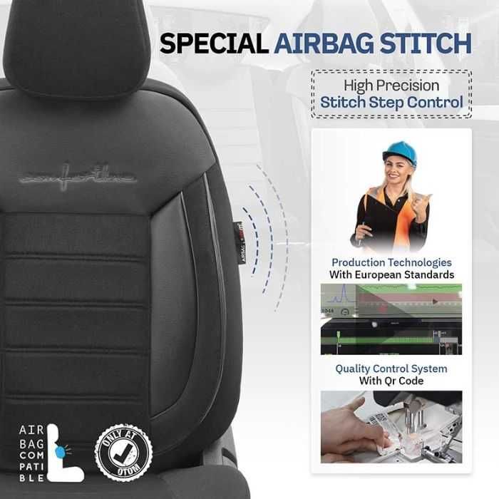 Комплект 4 седалки LUX Черна Тапицерия за седалки Comfortline CMF209