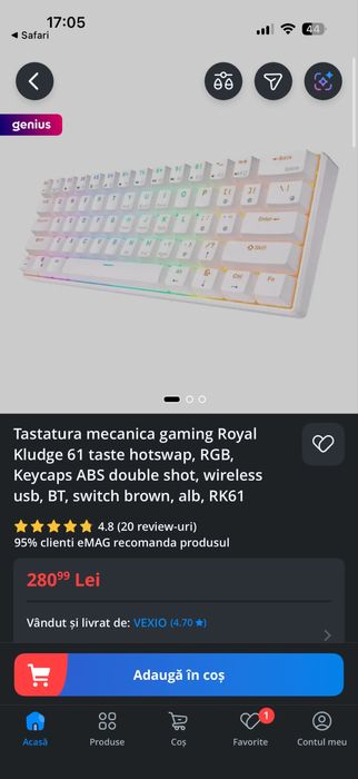 Tastatura mecanica PS5/PC - Royal Kludge RK61 (RGB)