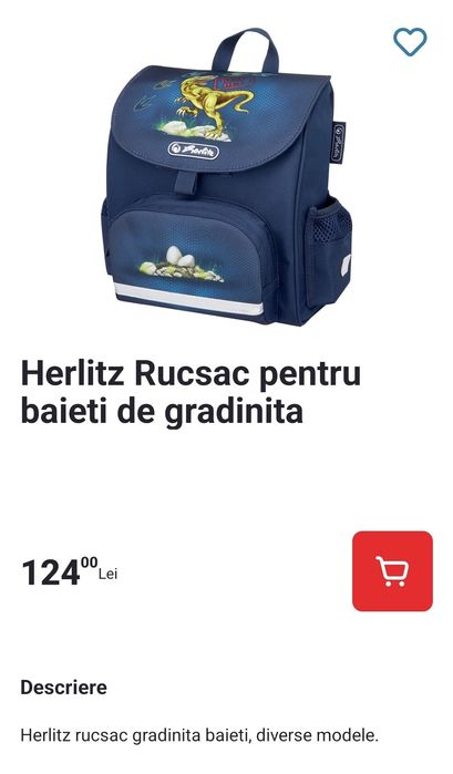 Ghiozdan HERLITZ pt copii grădiniță 3 - 7 Ani