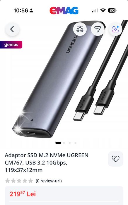 Carcasă externă UGREEN pentru SSD NVMe PCIe