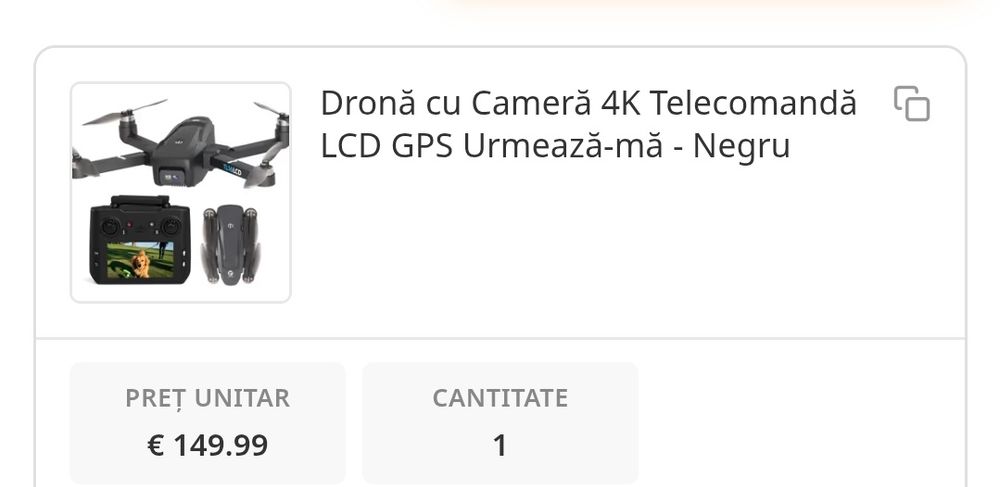 Drona 4k GPS neagra