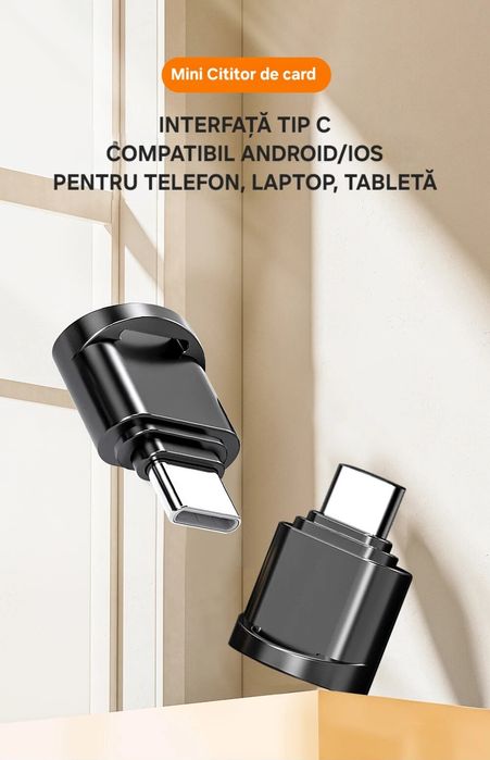 Mini Cititor card Usb3.1. Mufă UsbC. Android/IOS. Telefon/Laptop
