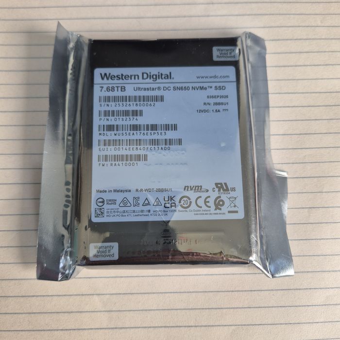 SSD 7.68TB pcie 4.0 nvme Enterprise U.3 Western Digital SN650 - sigilat