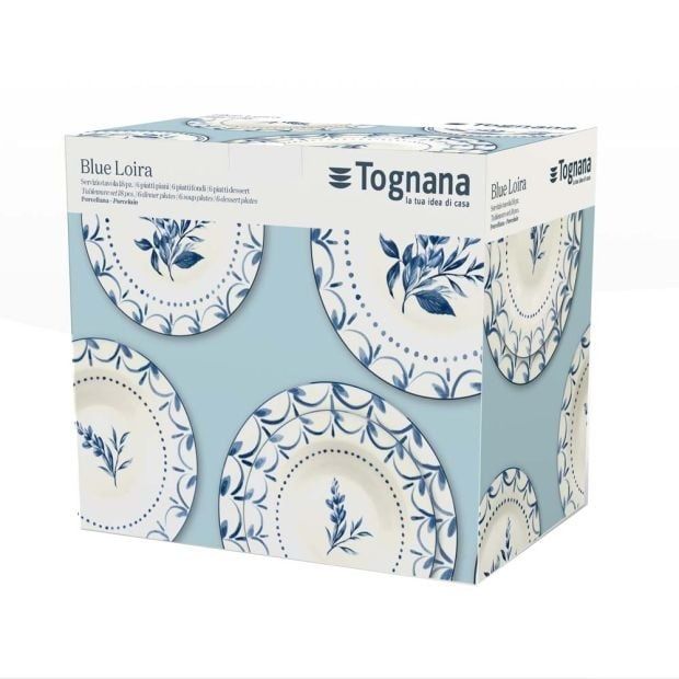 Порцеланов сервиз за хранене в бяло и синьо