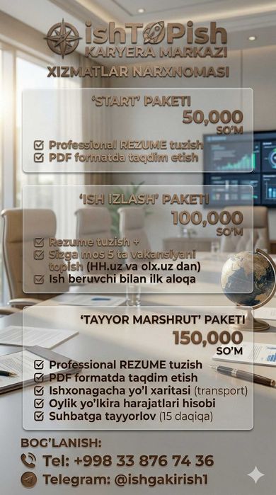 Ish topishda qiynalyapsizmi ? Biz sizga yordam beramiz!