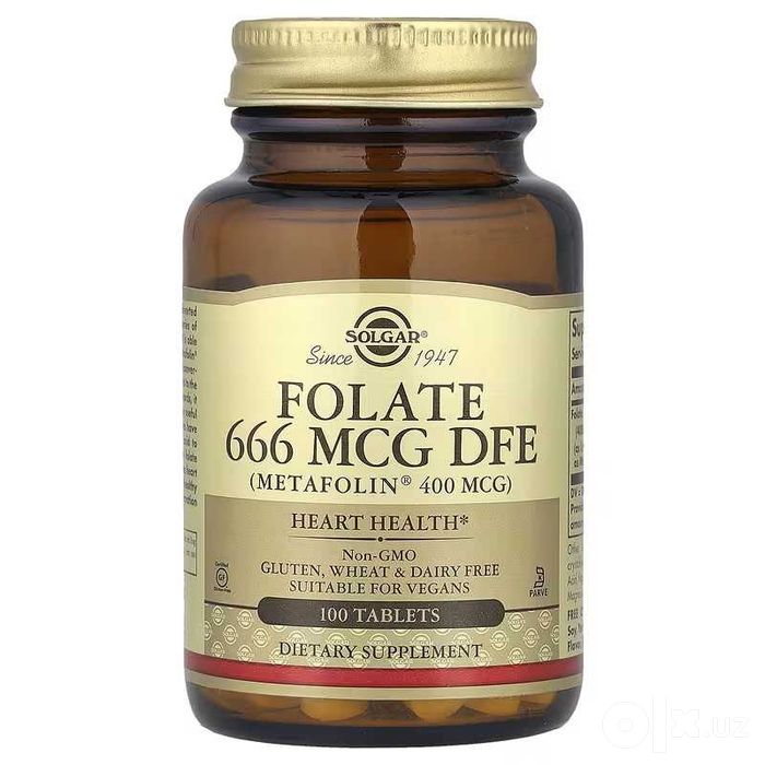 Solgar Folate фолат 666 мкг 1000 мкг 1333 мкг метафолин