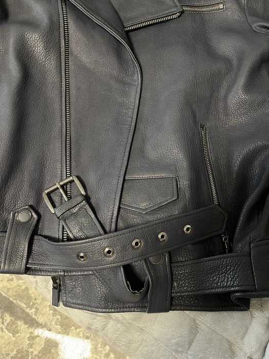 Geacă biker din piele naturală STEEL Leather & Fur | M/L | Ca nouă