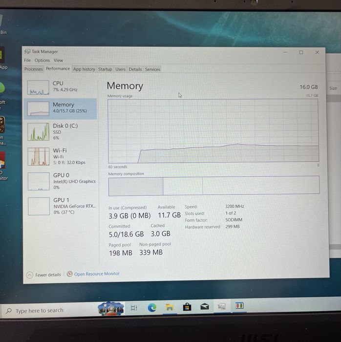 Геймърски лаптоп i7 11800H, RTX 3050 Ti 4GB, 16GB ram